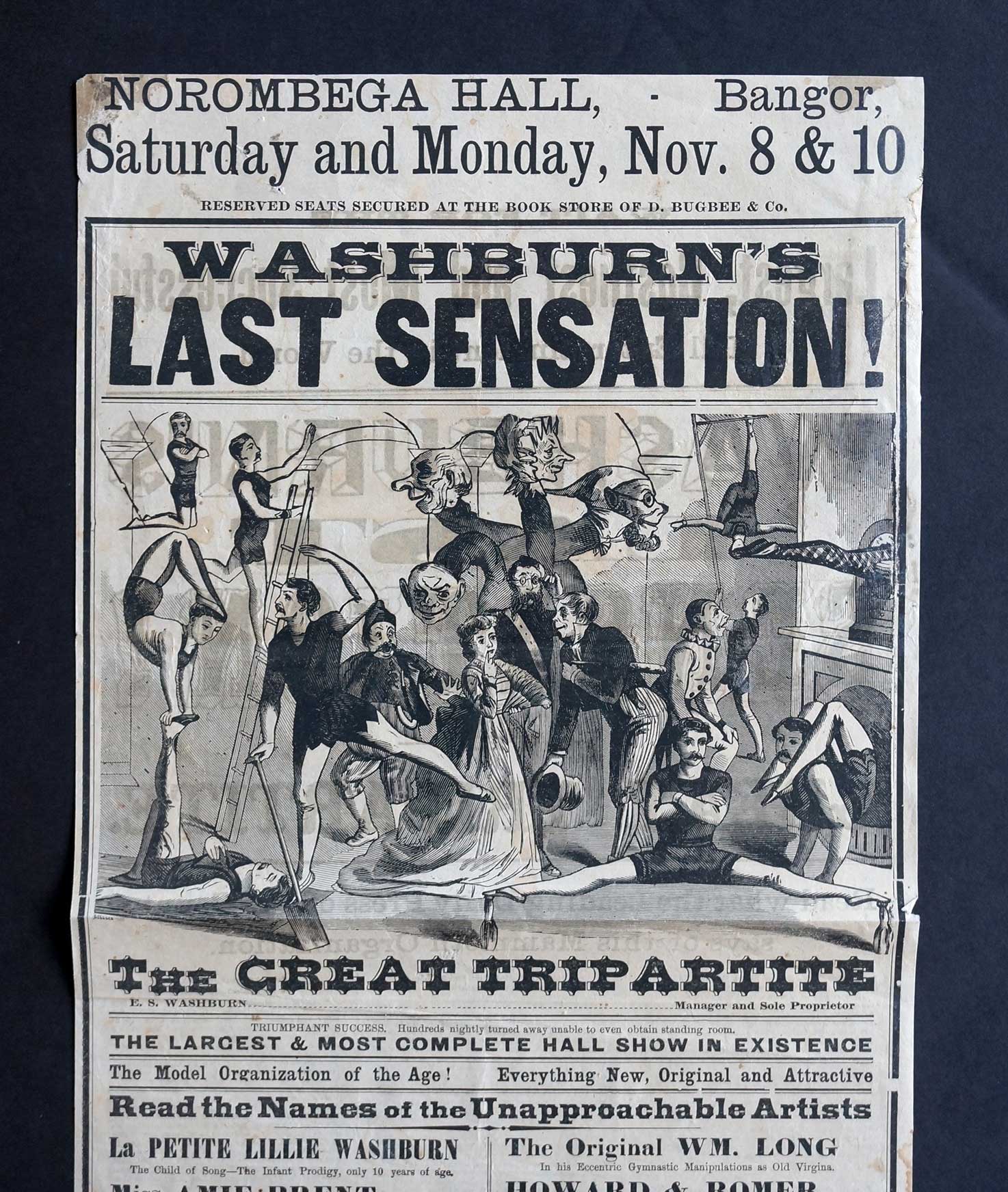 19th Century Theatrical Broadside (Washburnís Last Sensation)