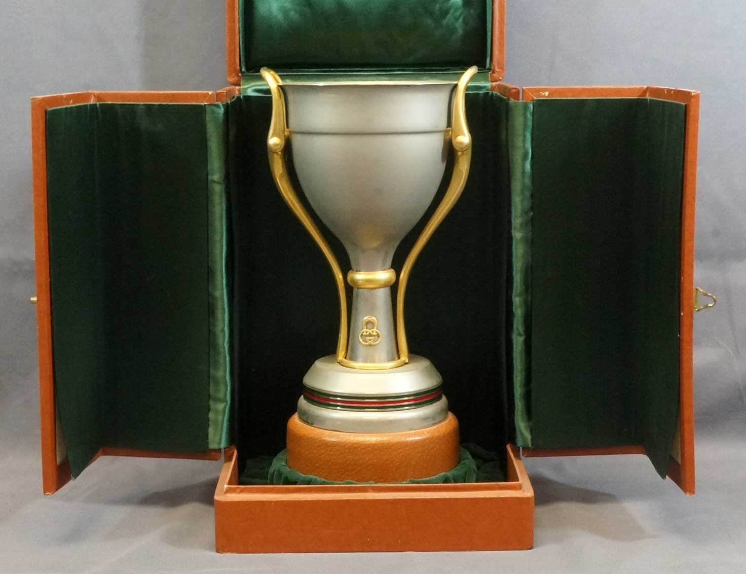 Gucci Silver Plate & Brass Trophy w/Fitted Case
