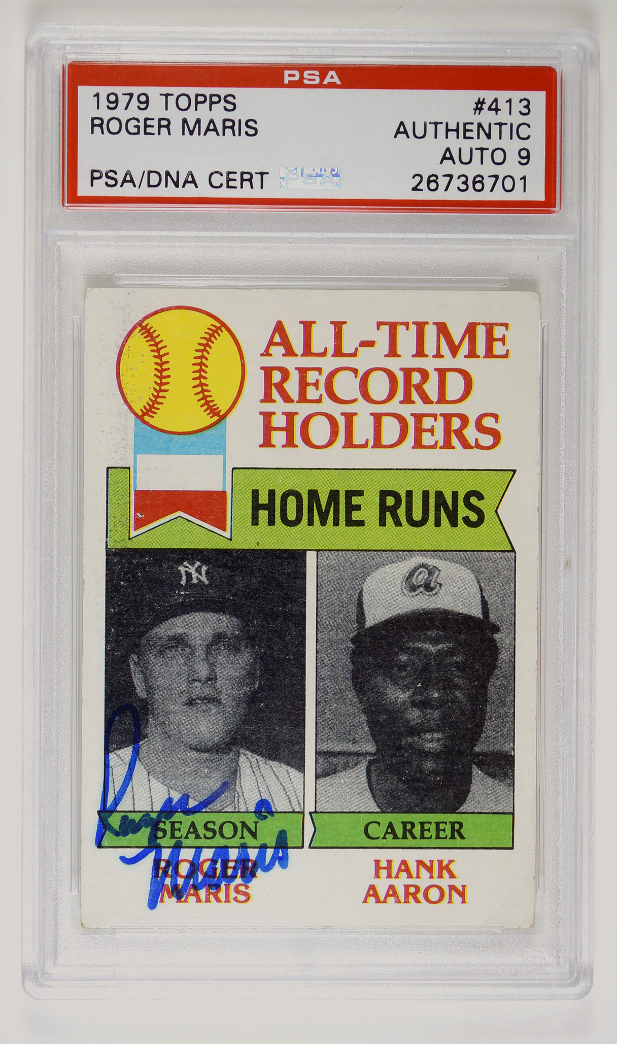 Roger Maris 1979 Topps Signed Card PSA 9 Auto