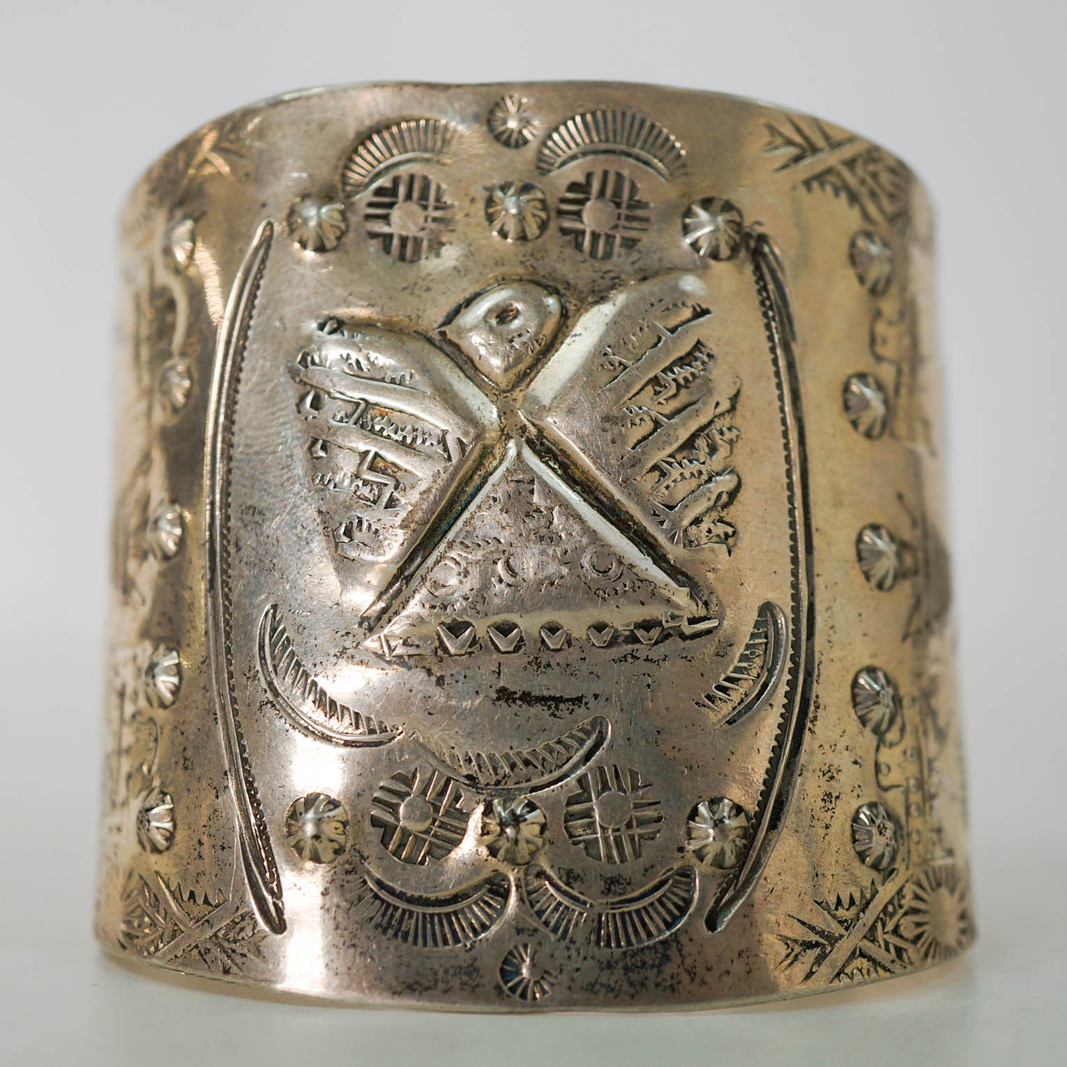 An Old Native American Sterling Cuff Bracelet