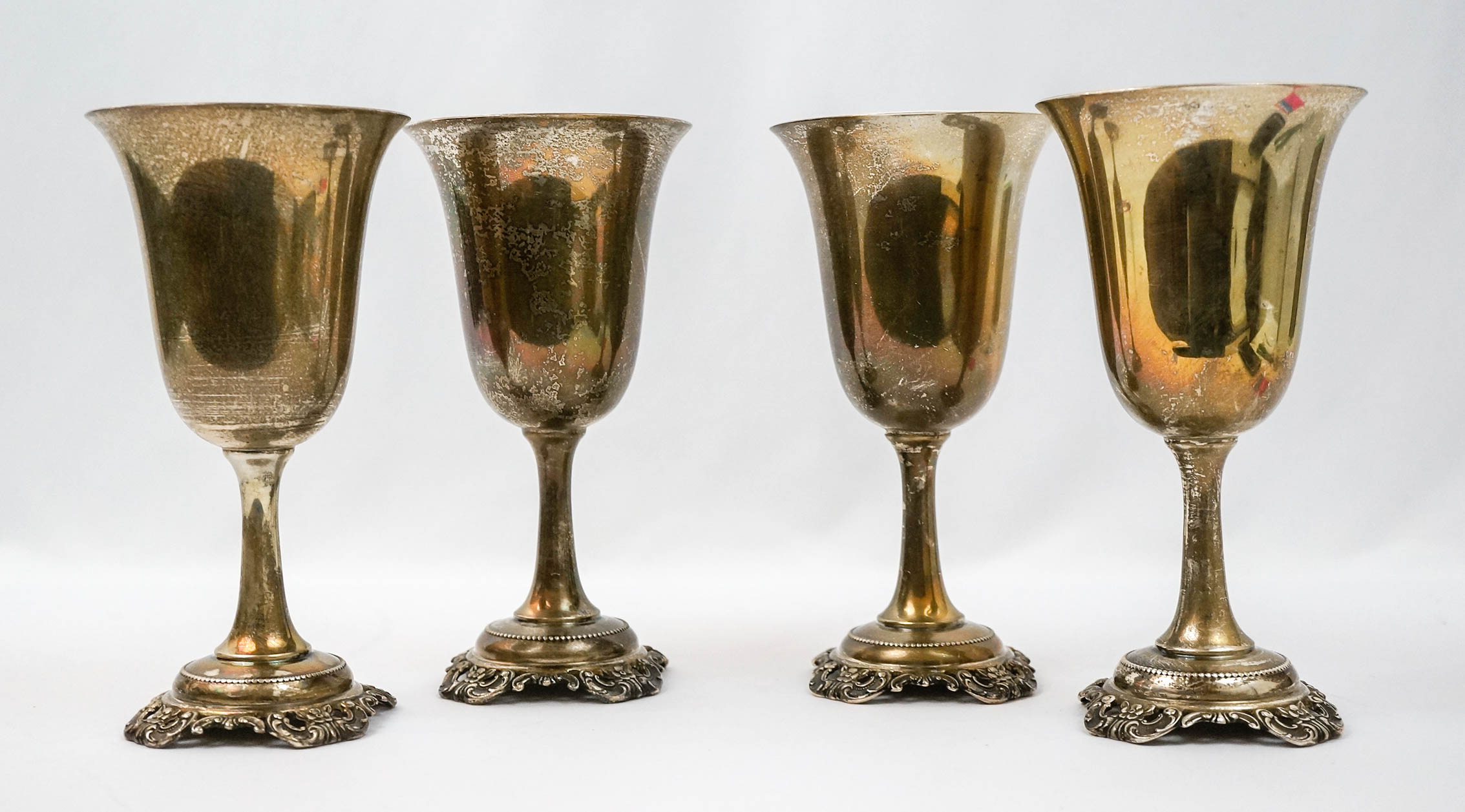 Wallace Grand Baroque Sterling Water Goblets, Four
