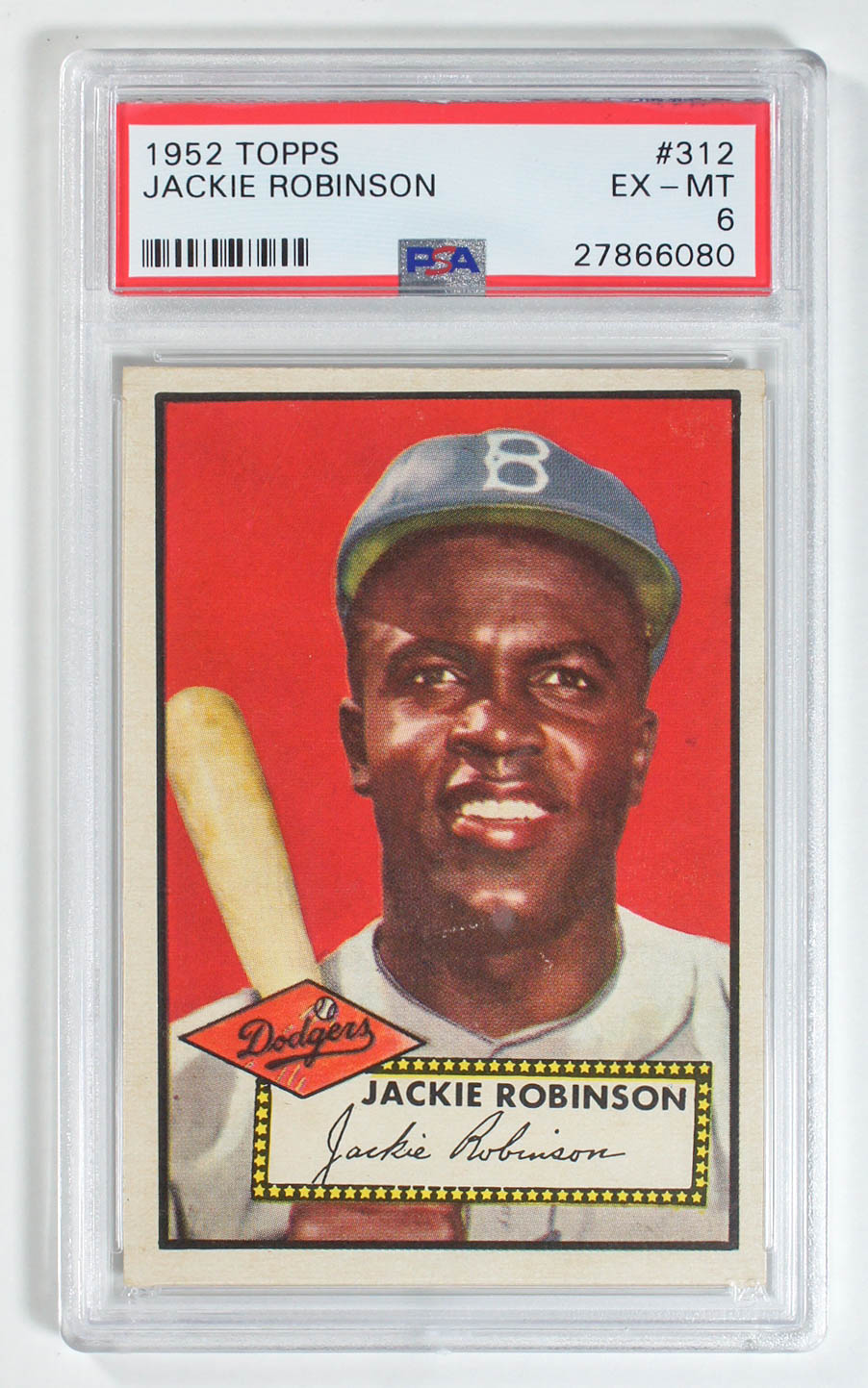 1952 Topps Jackie Robinson Number 312 PSA 6 Ex-Mt