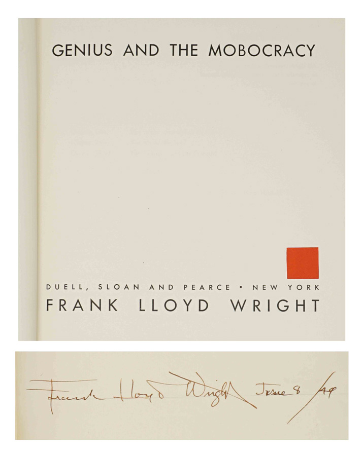 Genius And The Mobocracy Frank Lloyd Wright Signed