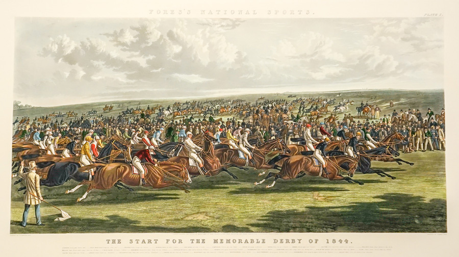 1844 Derby Horse Racing Hand Colored Engraving