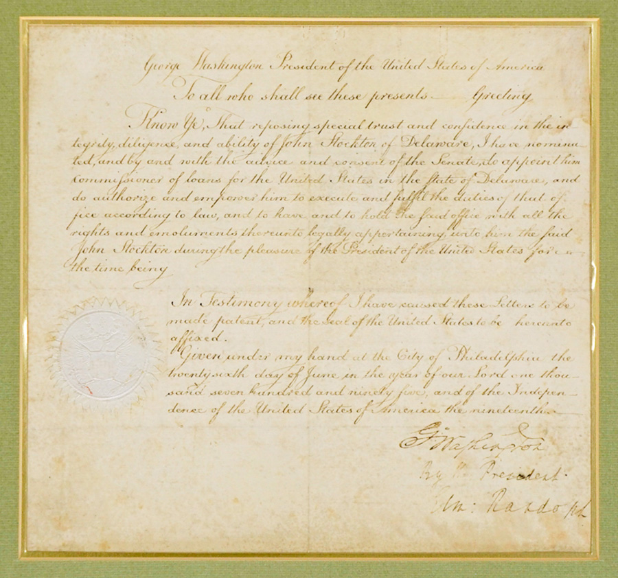 George Washington Signed Presidential Appointment