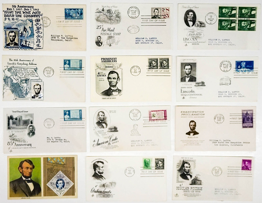 Abraham Lincoln 1940-1966 First Day Covers (12)