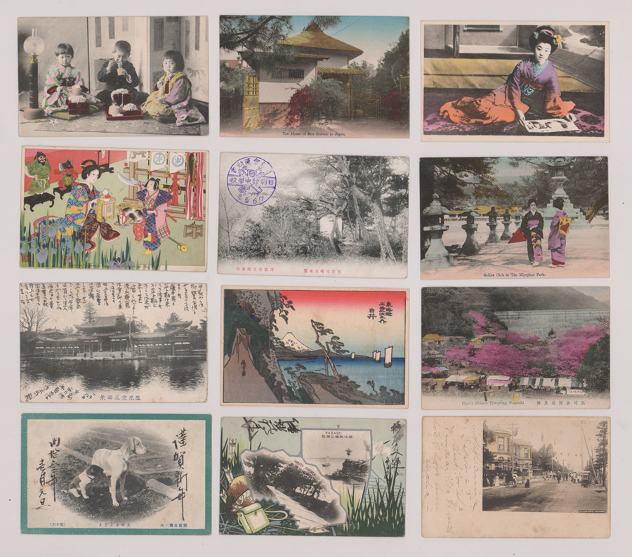 Japanese Hand-Colored Antique Postcards (12)