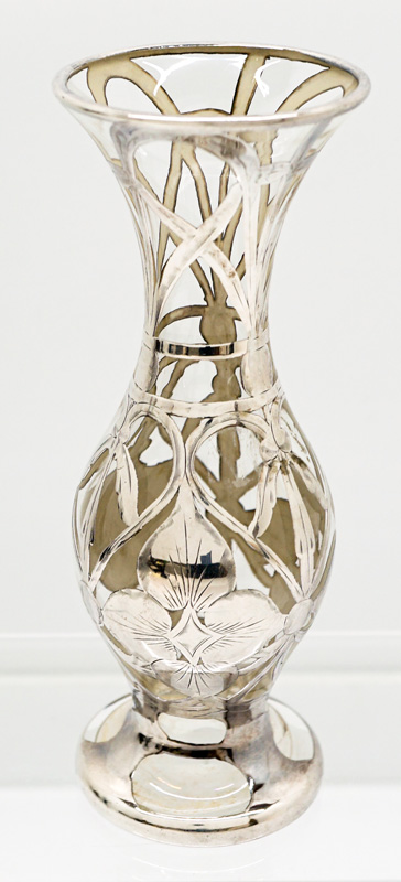 Sterling Overlay Clear Glass Vase