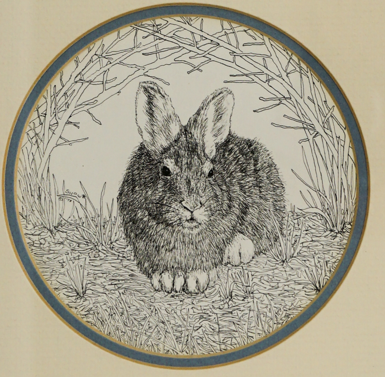 Carol Snow Ink Drawing [Bunny]
