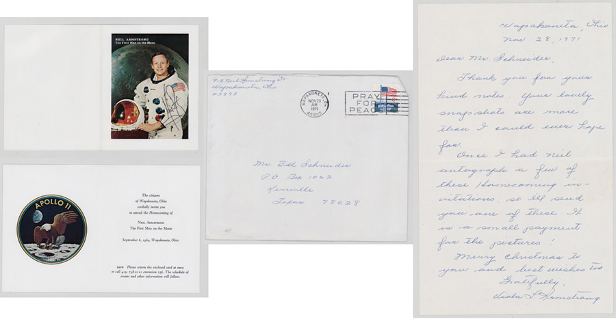 Neil Armstrong Signed Invitation 1969 Beckett LOA