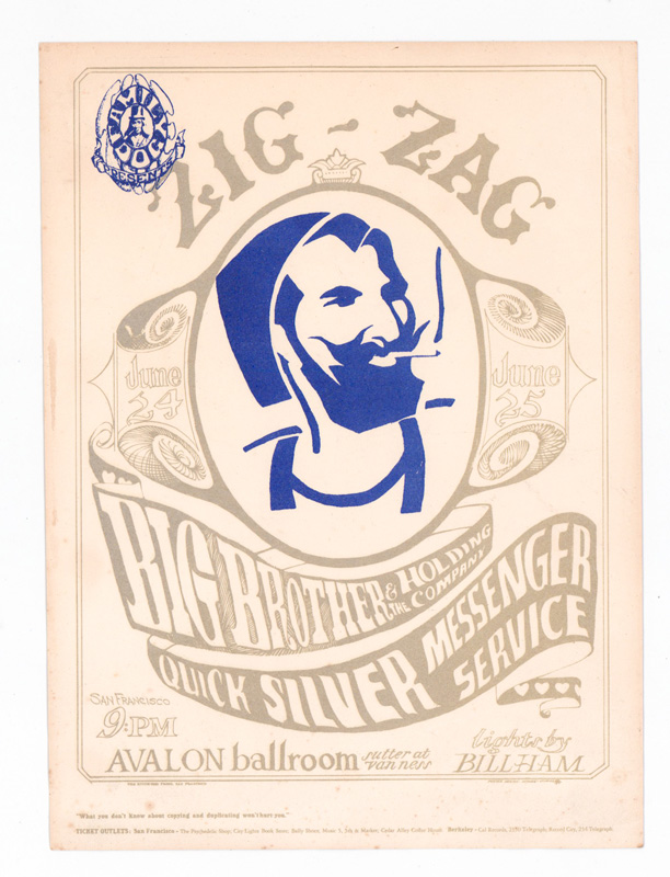 Big Brother Janis Joplin Zig-Zag Man Handbill