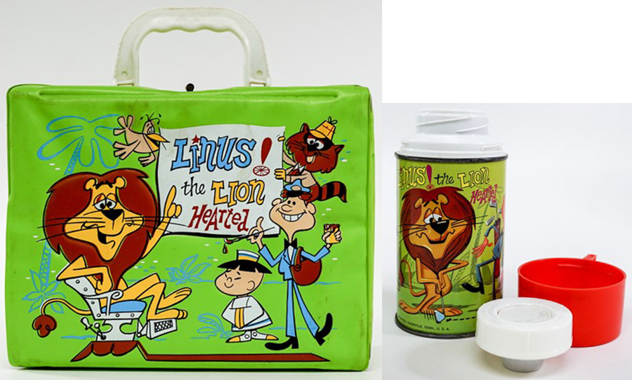 1965 Linus The Lion Vinyl Lunch Box and Thermos