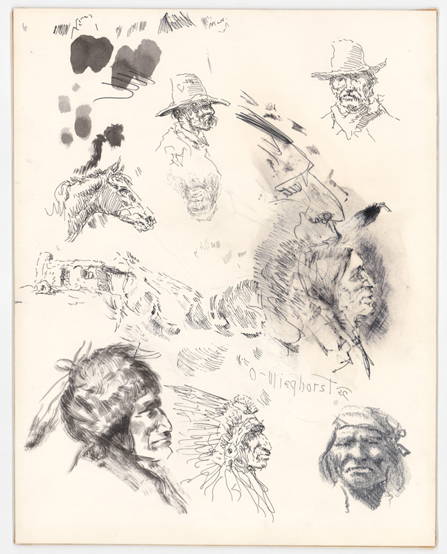 Olaf C. Wieghorst Original Ink Drawing [Native]