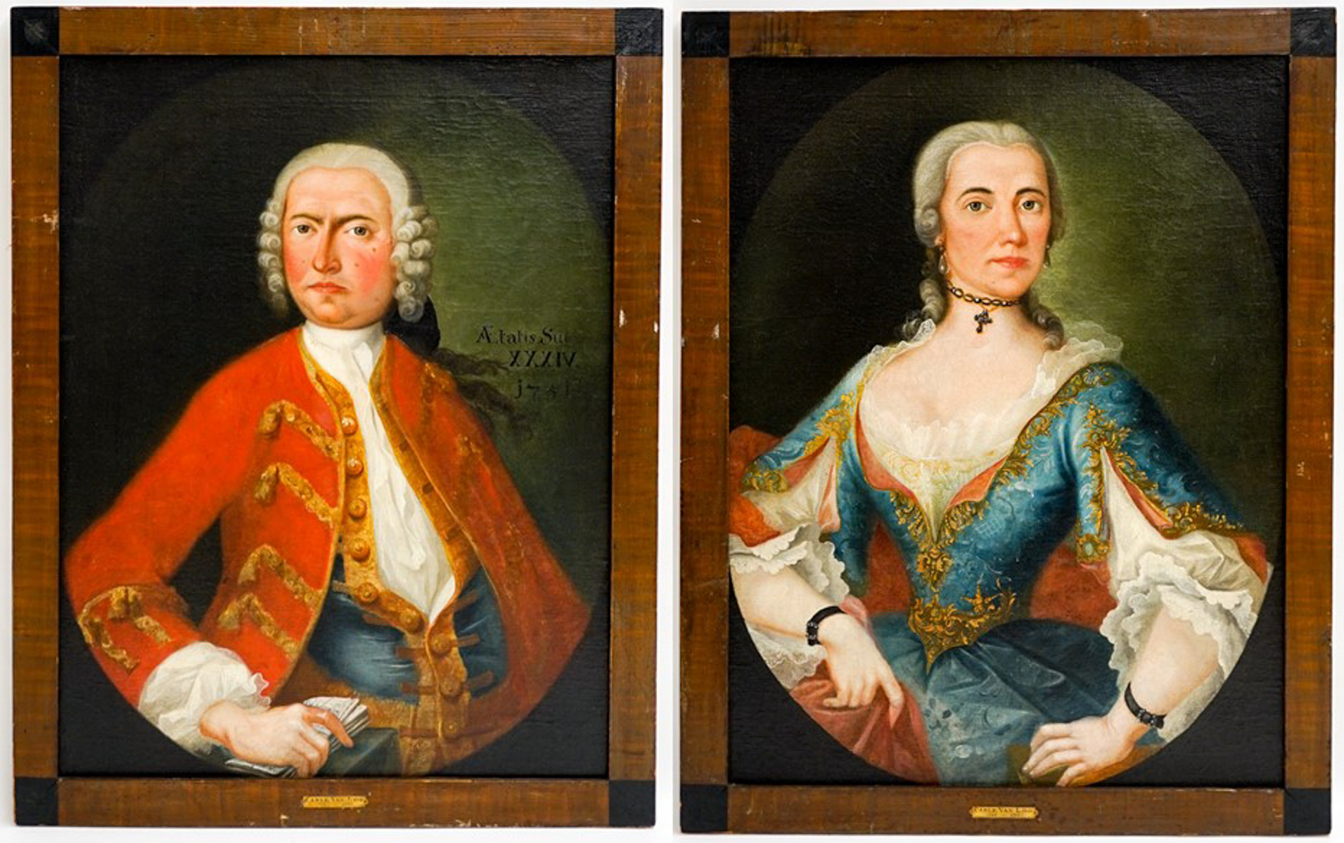 Carle Van Loo (1705 - 1765) Pair of Portrait Oils
