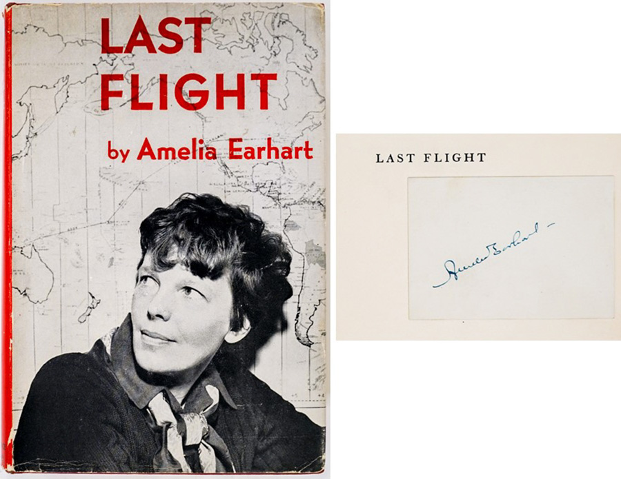 Amelia Earhart Book with Applied Cut Signature