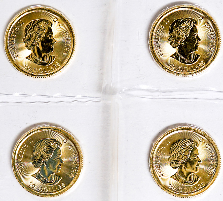 (4) 2017 Canada $10 Quarter Ounce Gold Coins