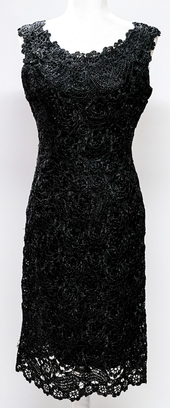 Late 20thC.Crochet Sleeveless Sheath Dress [Black]