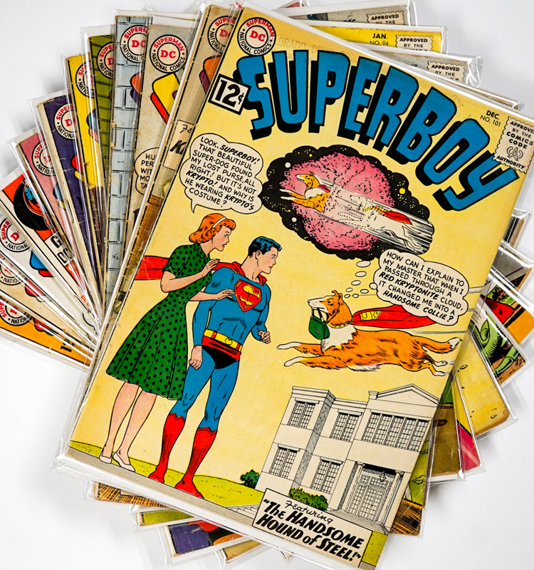 (12) Superboy Vintage Comic Books. Mixed condition