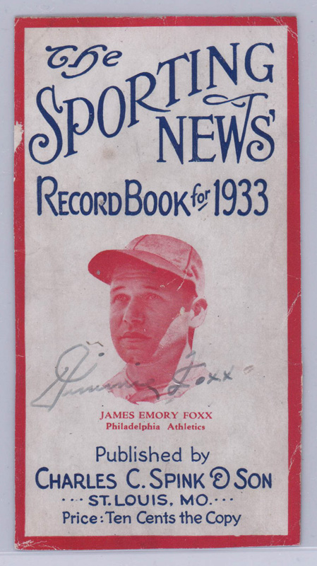 Jimmie Foxx Signed Book Cover Page BAS LOA