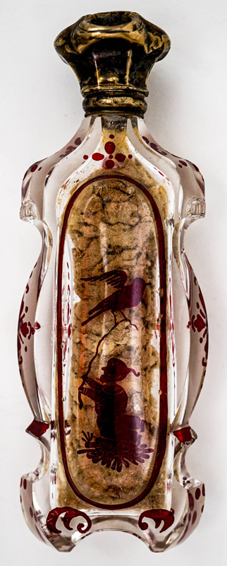 Unusual Clear & Red Antique Scent Bottle