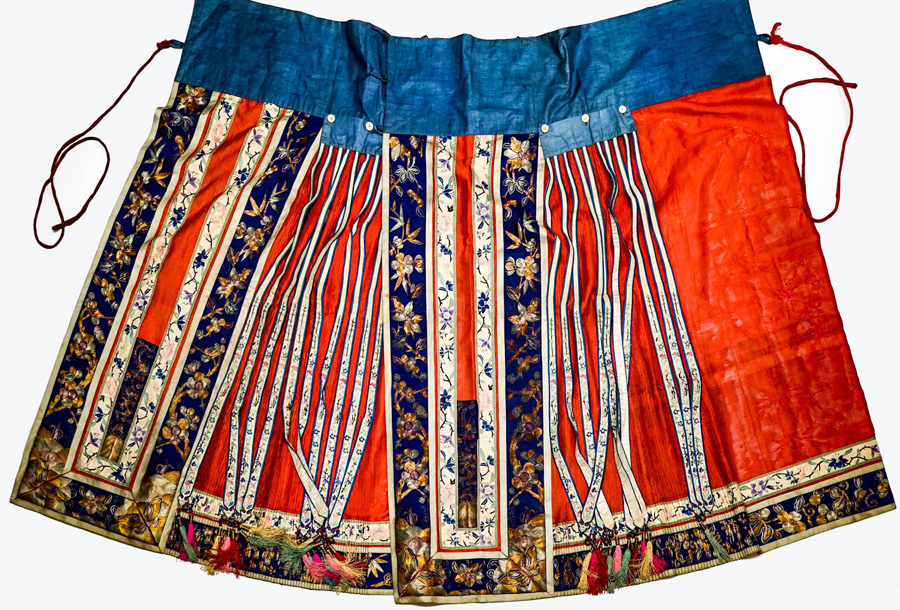 Chinese Antique Silk Embroidery Skirt C. 1900