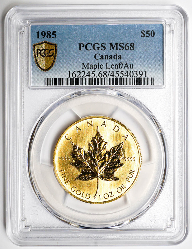 1985 Canada Maple Leaf $50 PCGS MS68