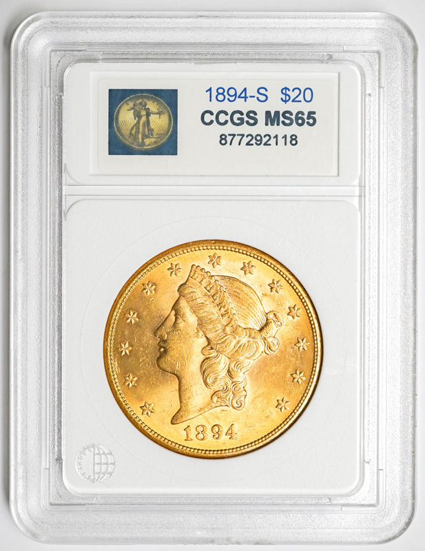 1894-S $20 CCGS MS65 Liberty Double Eagle Coin