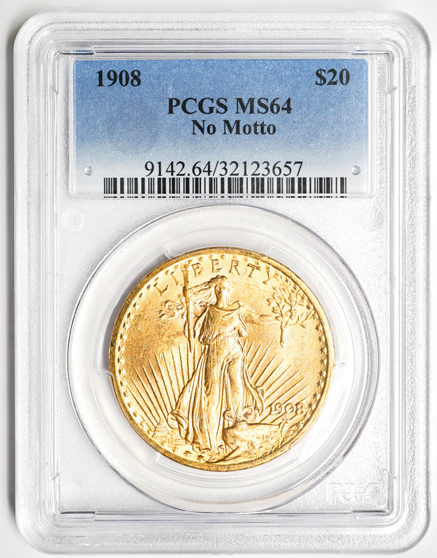 1908 U.S. Gold $20 St. Gaudens PCGS MS64