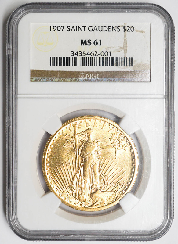 1907 St. Gaudens $20 Gold Coin NGC MS61