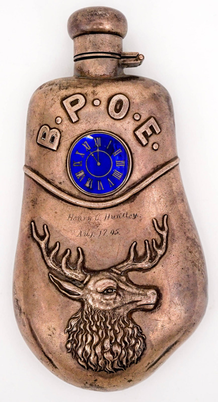 Antique BPOE Sterling Silver Flask