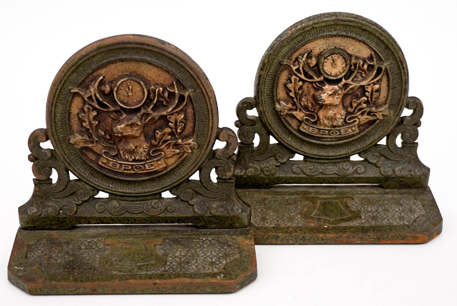 Antique BPOE (Pair) Cast Iron Bookends [Judd]