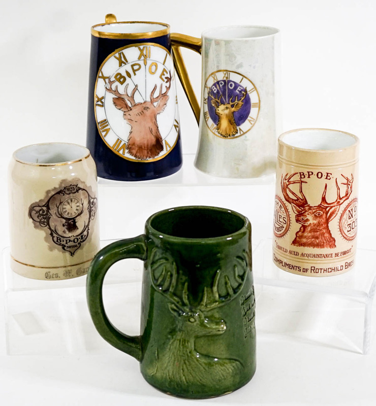 Vintage (5) BPOE Elks Lodge Mugs